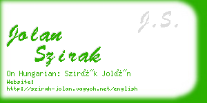 jolan szirak business card